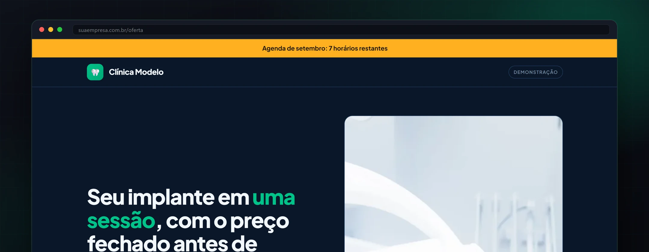 Tela do Landing Page