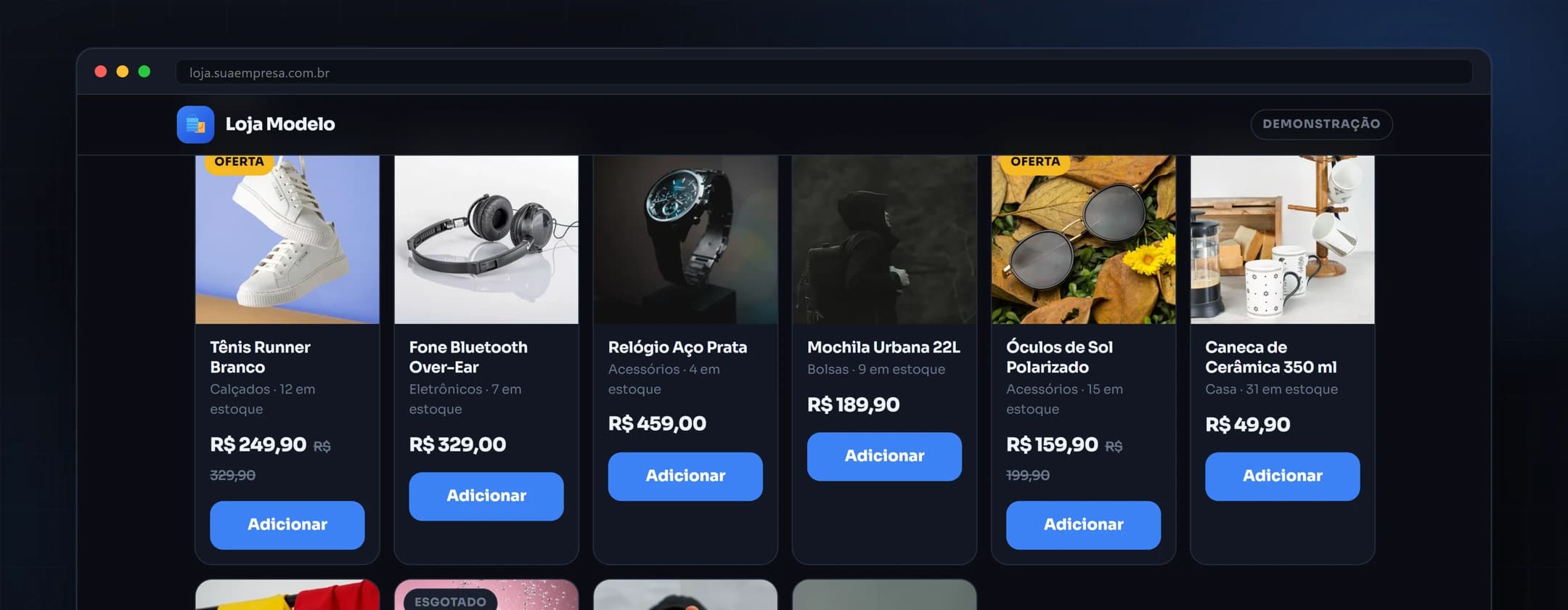 Tela do Loja On-line