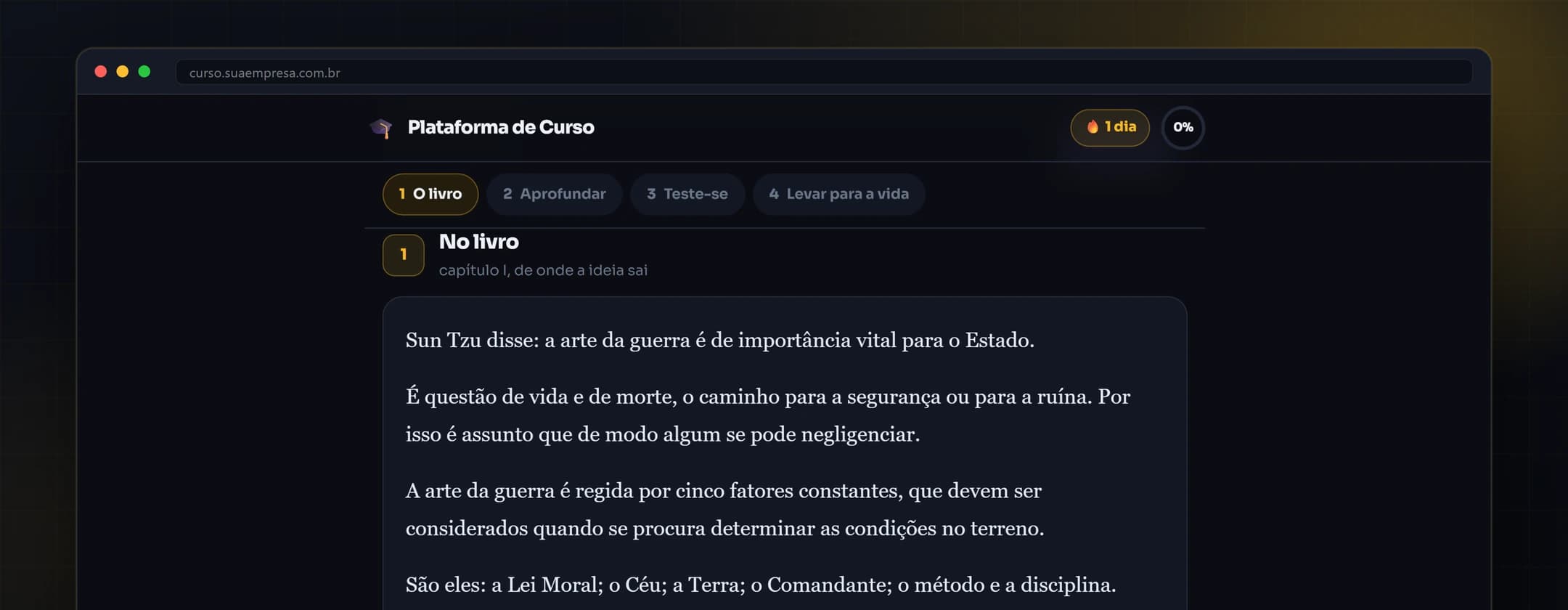 Tela do Plataforma de Curso